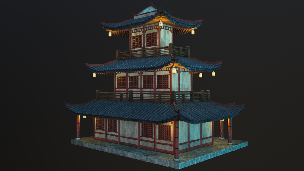 Asian Japanese traditional Building 3d Model_アジアの日本のアンティークの伝統的な建物