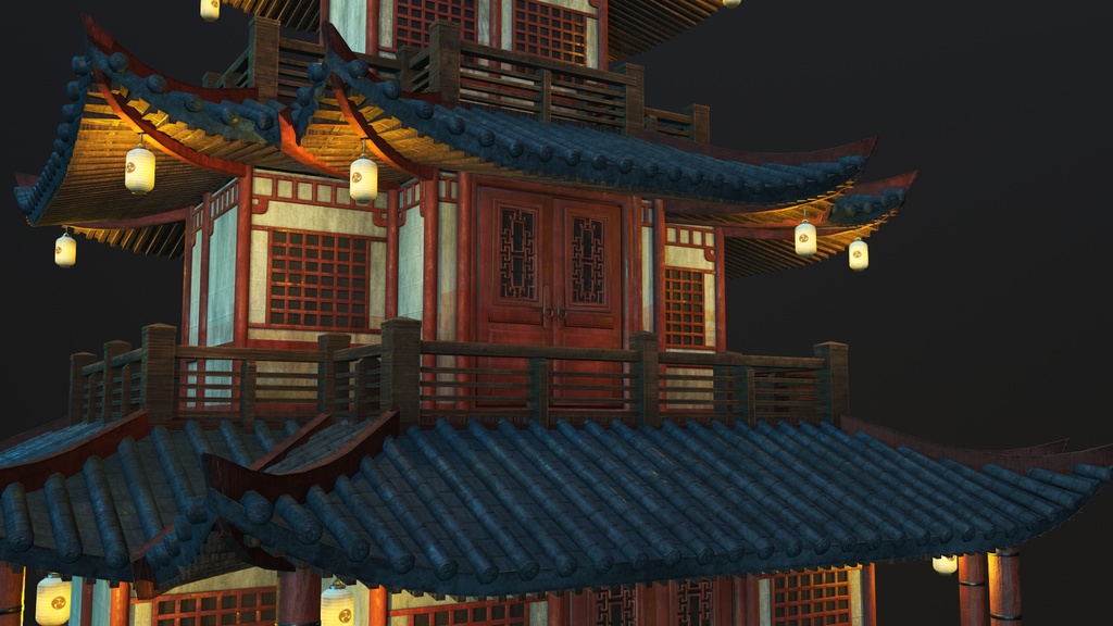 Asian Japanese traditional Building 3d Model_アジアの日本のアンティークの伝統的な建物