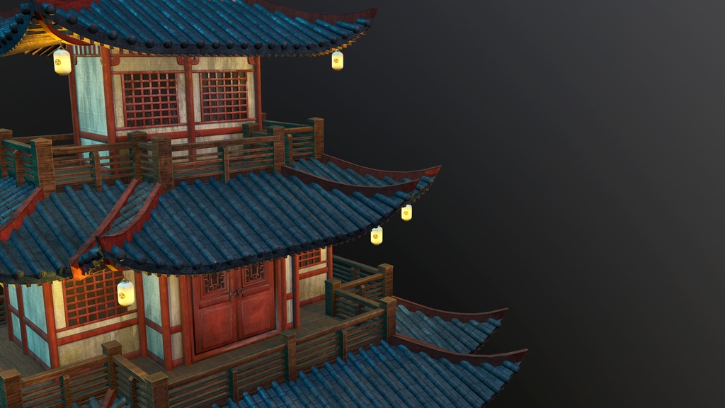 Asian Japanese traditional Building 3d Model_アジアの日本のアンティークの伝統的な建物