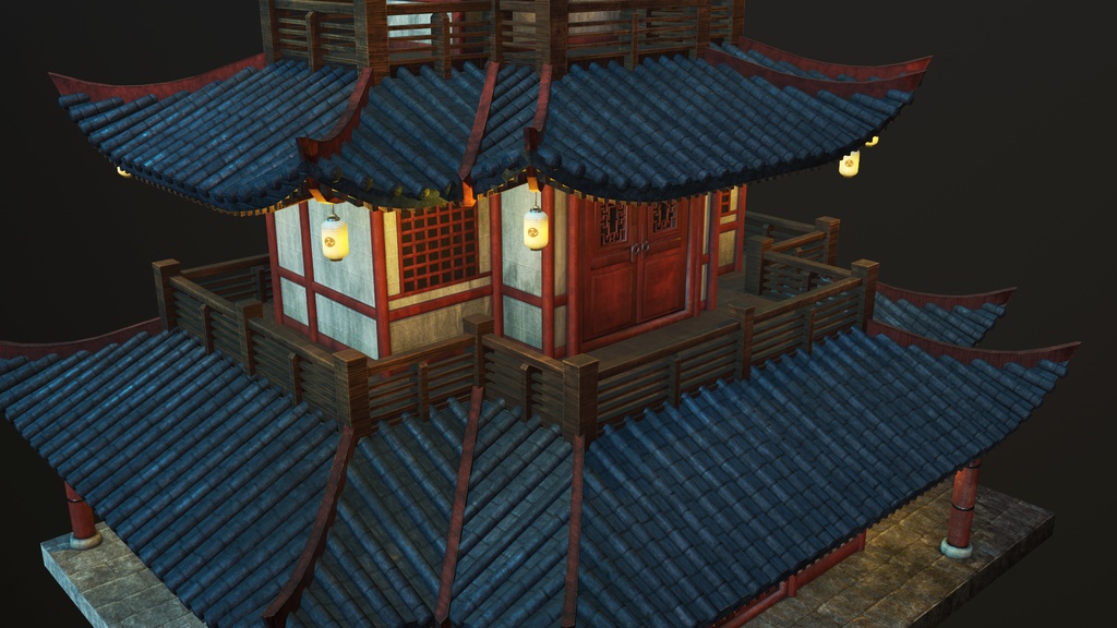 Asian Japanese traditional Building 3d Model_アジアの日本のアンティークの伝統的な建物