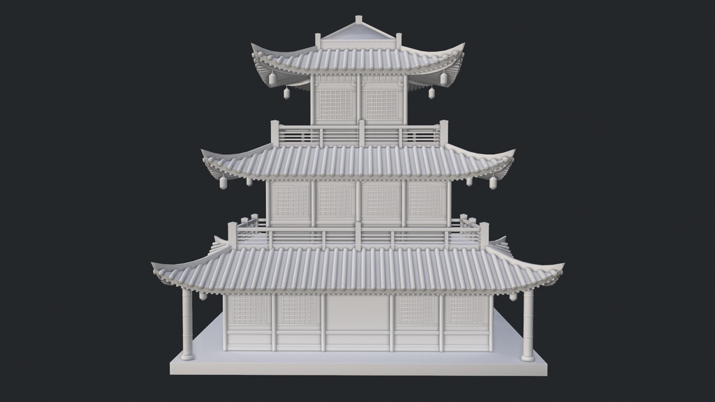 Asian Japanese traditional Building 3d Model_アジアの日本のアンティークの伝統的な建物
