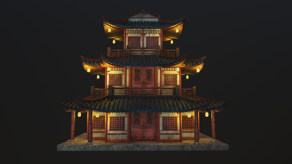 Asian Japanese traditional Building 3d Model_アジアの日本のアンティークの伝統的な建物