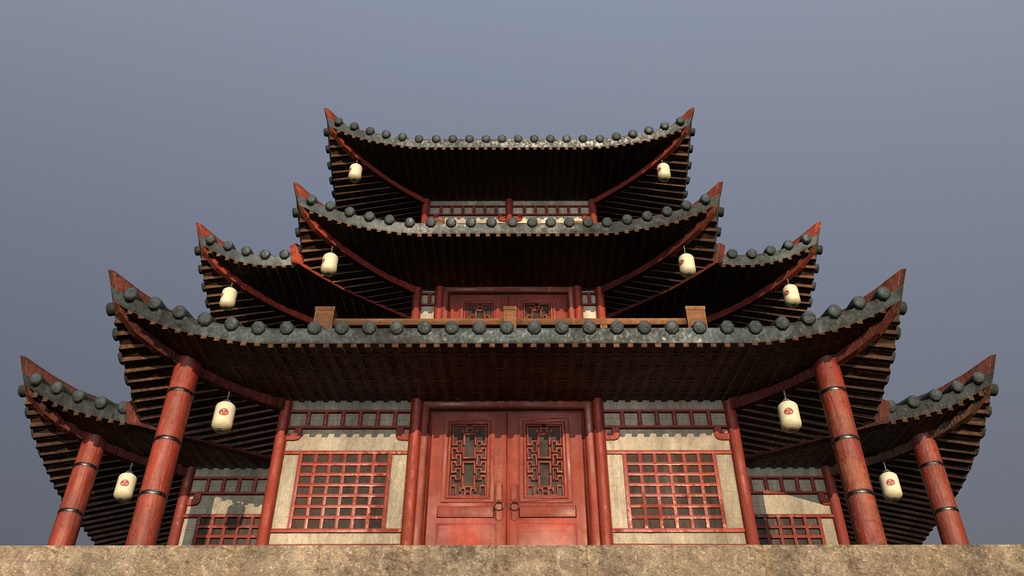 Asian Japanese traditional Building 3d Model_アジアの日本のアンティークの伝統的な建物