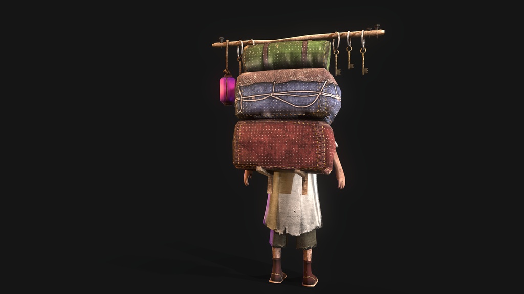 Old Merchant Rigged 3dcharacter_ 古い商人は3Dキャラクターを装備しました