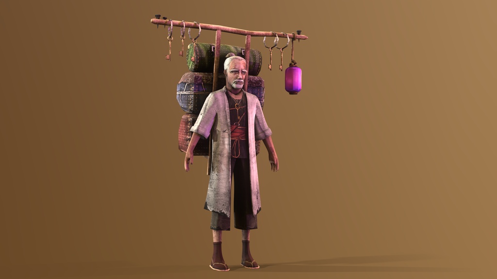 Old Merchant Rigged 3dcharacter_ 古い商人は3Dキャラクターを装備しました