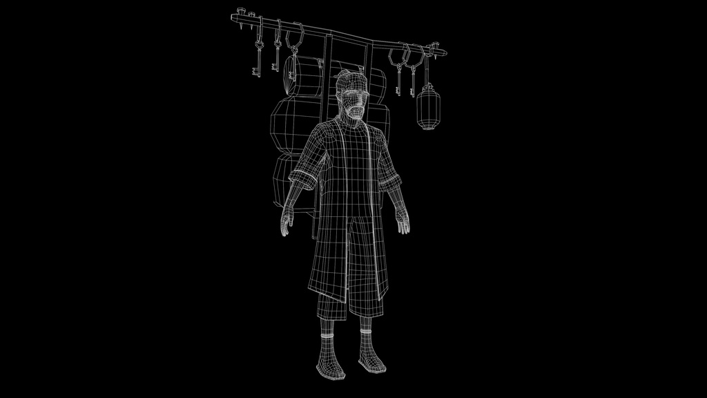 Old Merchant Rigged 3dcharacter_ 古い商人は3Dキャラクターを装備しました