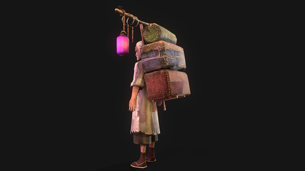 Old Merchant Rigged 3dcharacter_ 古い商人は3Dキャラクターを装備しました