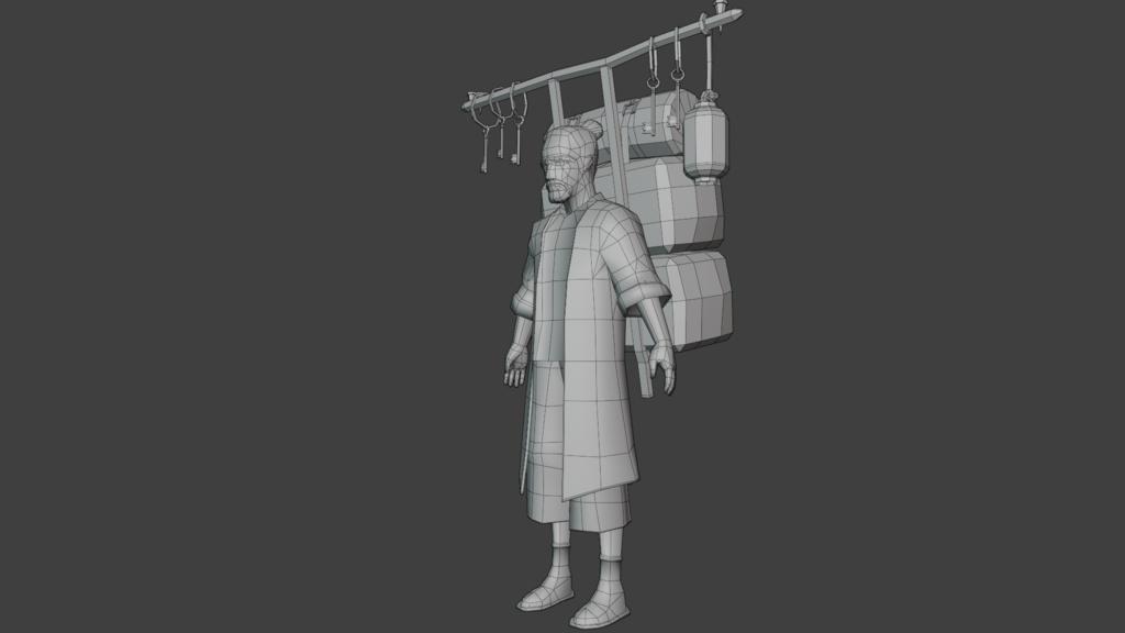 Old Merchant Rigged 3dcharacter_ 古い商人は3Dキャラクターを装備しました