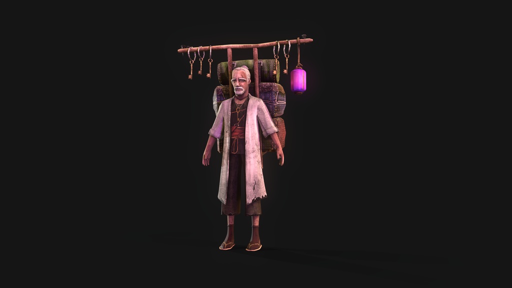 Old Merchant Rigged 3dcharacter_ 古い商人は3Dキャラクターを装備しました