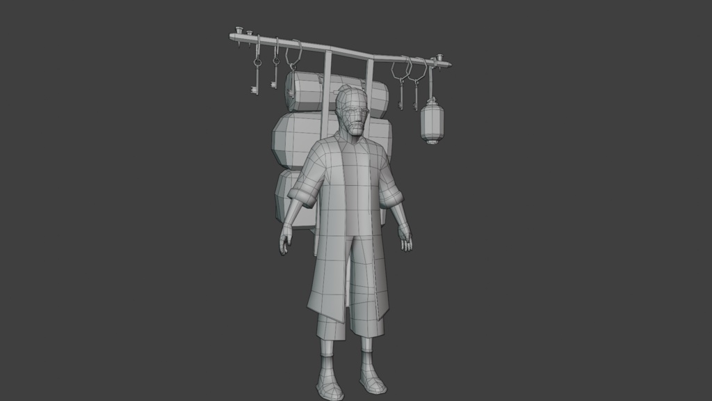 Old Merchant Rigged 3dcharacter_ 古い商人は3Dキャラクターを装備しました