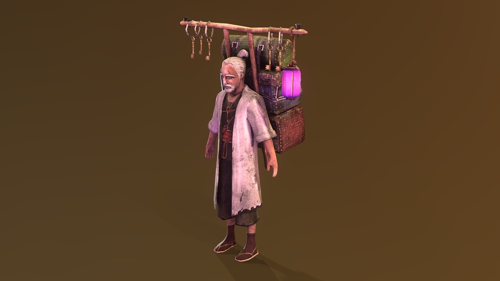 Old Merchant Rigged 3dcharacter_ 古い商人は3Dキャラクターを装備しました