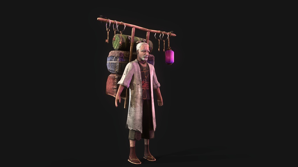 Old Merchant Rigged 3dcharacter_ 古い商人は3Dキャラクターを装備しました