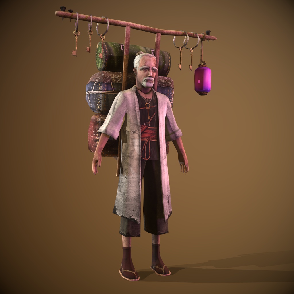 Old Merchant Rigged 3dcharacter_ 古い商人は3Dキャラクターを装備しました