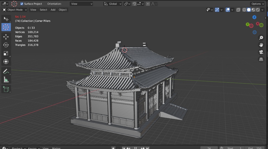 Asian Japanese Traditional Realistic 3d Building Model