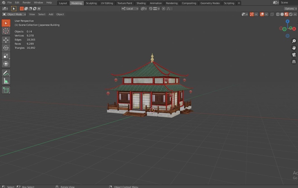 Asian Japanese Realistic Exterior 3d BuildingcModel