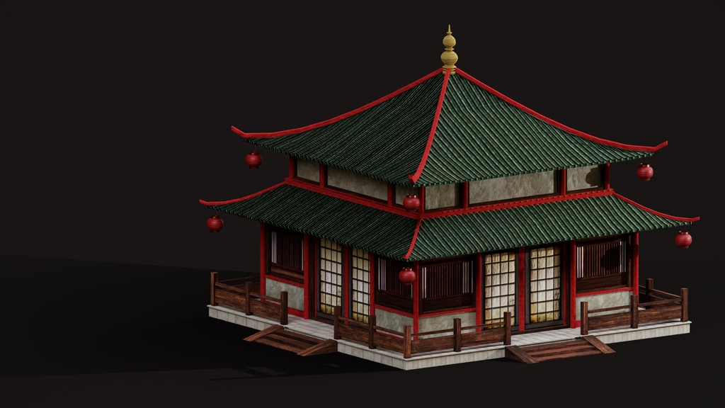 Asian Japanese Realistic Exterior 3d BuildingcModel
