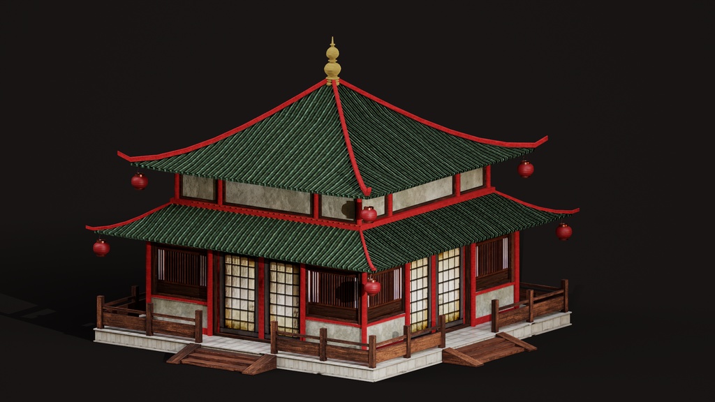 Asian Japanese Realistic Exterior 3d BuildingcModel