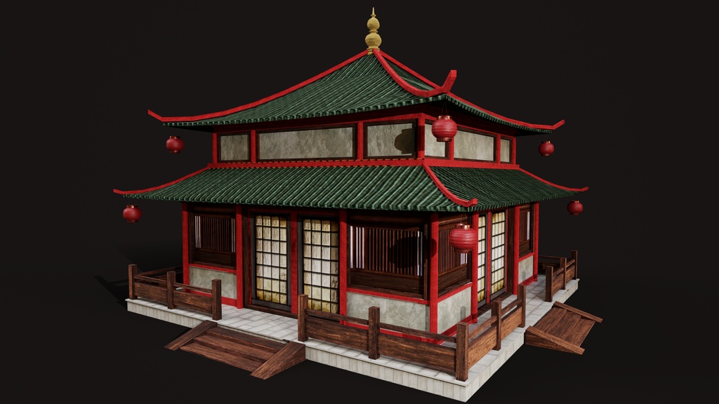 Asian Japanese Realistic Exterior 3d BuildingcModel
