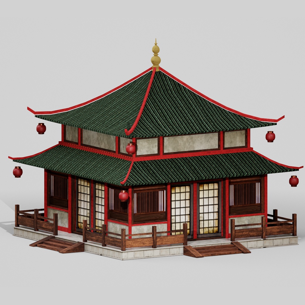 Asian Japanese Realistic Exterior 3d BuildingcModel