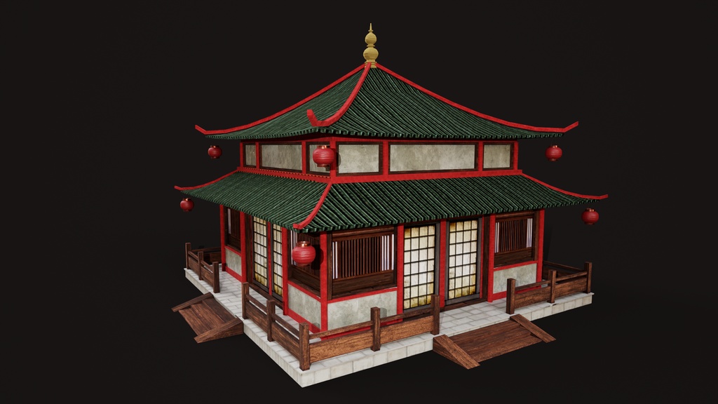 Asian Japanese Realistic Exterior 3d BuildingcModel