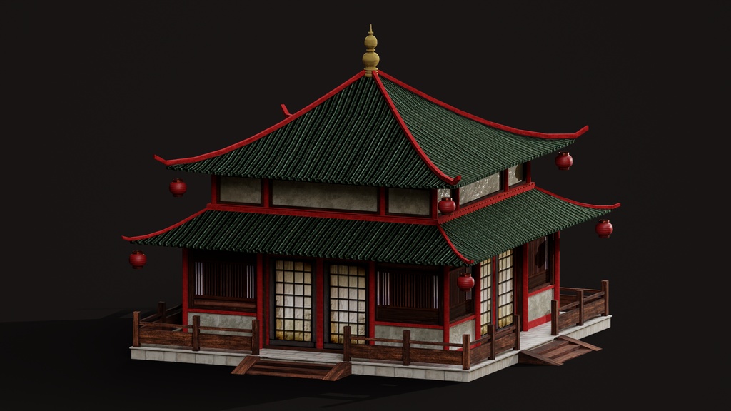 Asian Japanese Realistic Exterior 3d BuildingcModel