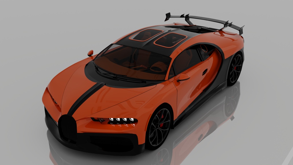 Bugatti Chiron Style Orange Black Hypercar