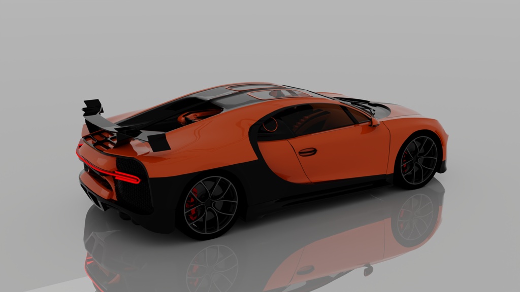 Bugatti Chiron Style Orange Black Hypercar