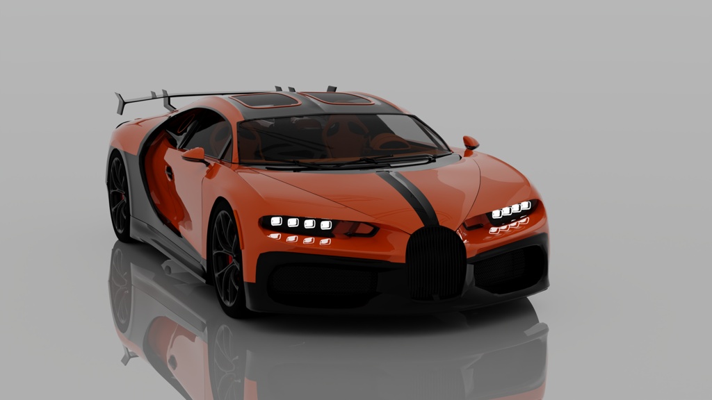 Bugatti Chiron Style Orange Black Hypercar