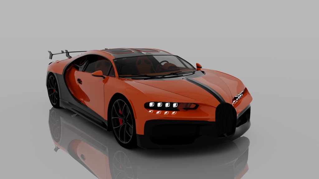 Bugatti Chiron Style Orange Black Hypercar