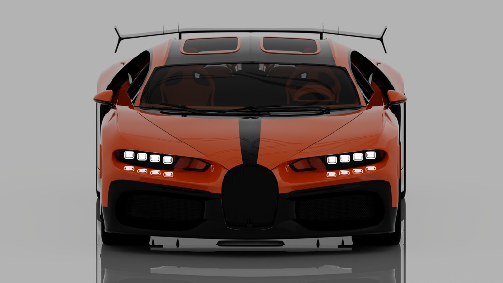 Bugatti Chiron Style Orange Black Hypercar