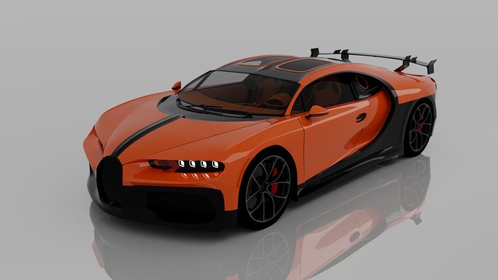 Bugatti Chiron Style Orange Black Hypercar