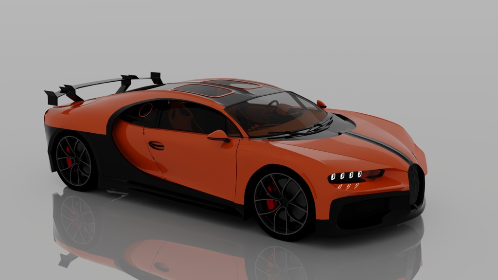 Bugatti Chiron Style Orange Black Hypercar