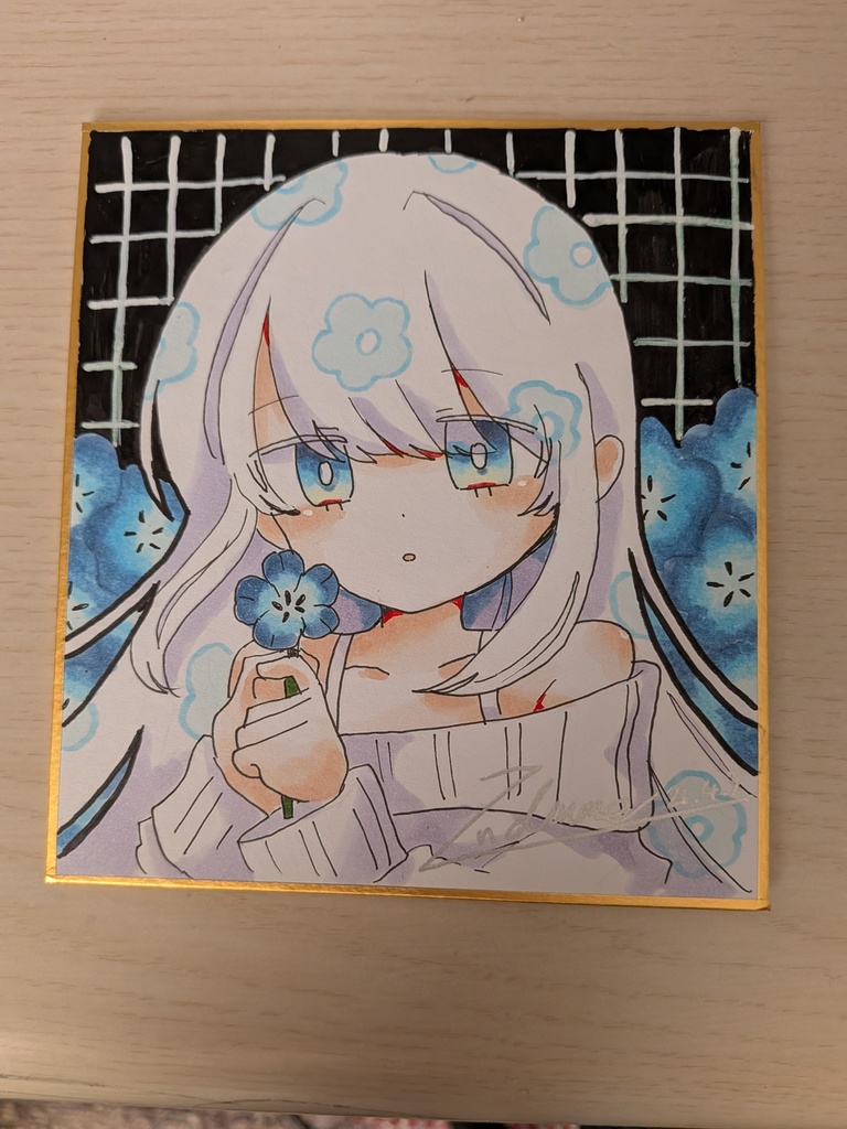 イラスト色紙(ネモフィラ)