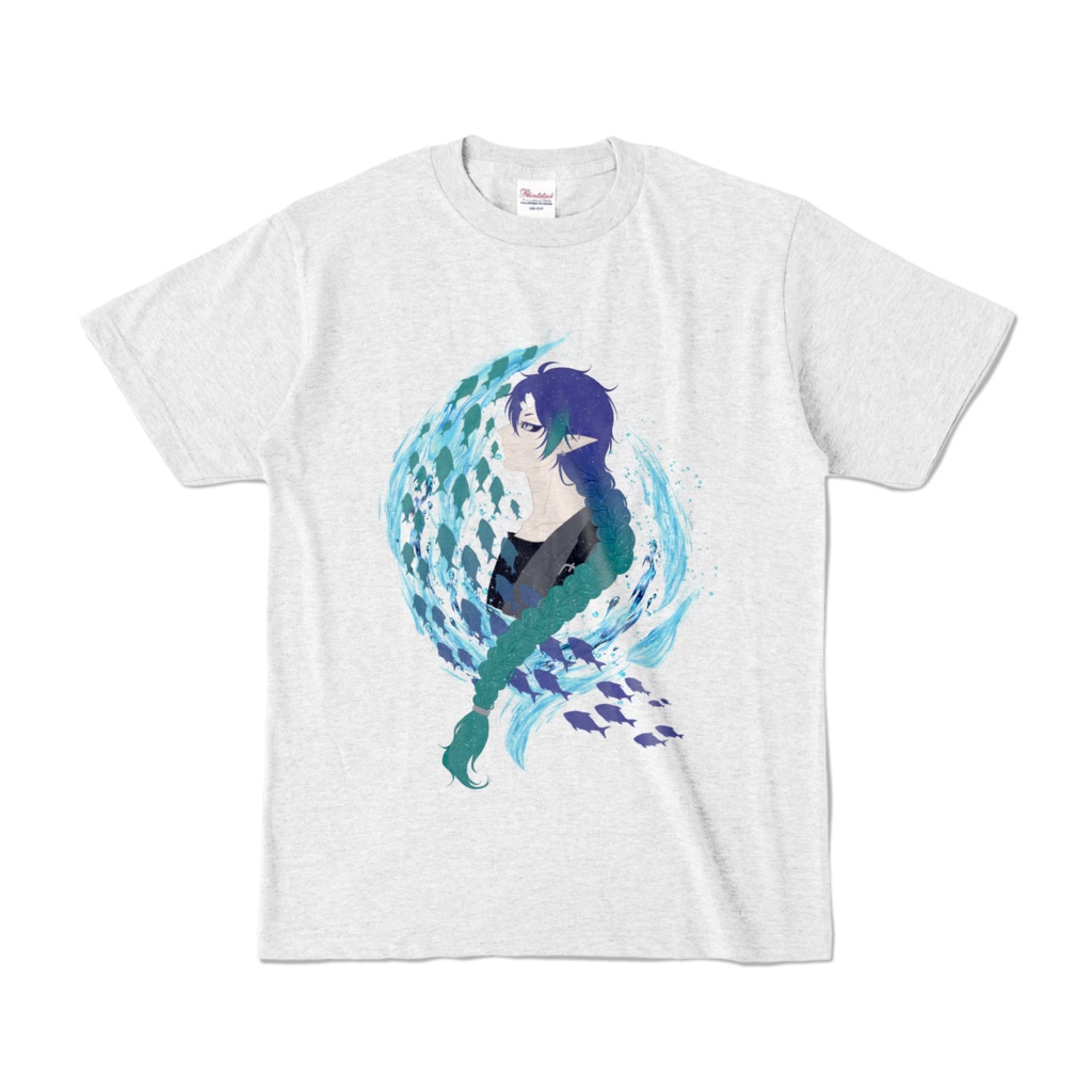 【常設】夜鳴鬼カゲリ オリジナルTシャツ 魚群 アッシュ