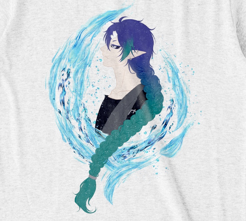 【常設】夜鳴鬼カゲリ オリジナルTシャツ 水流 アッシュ