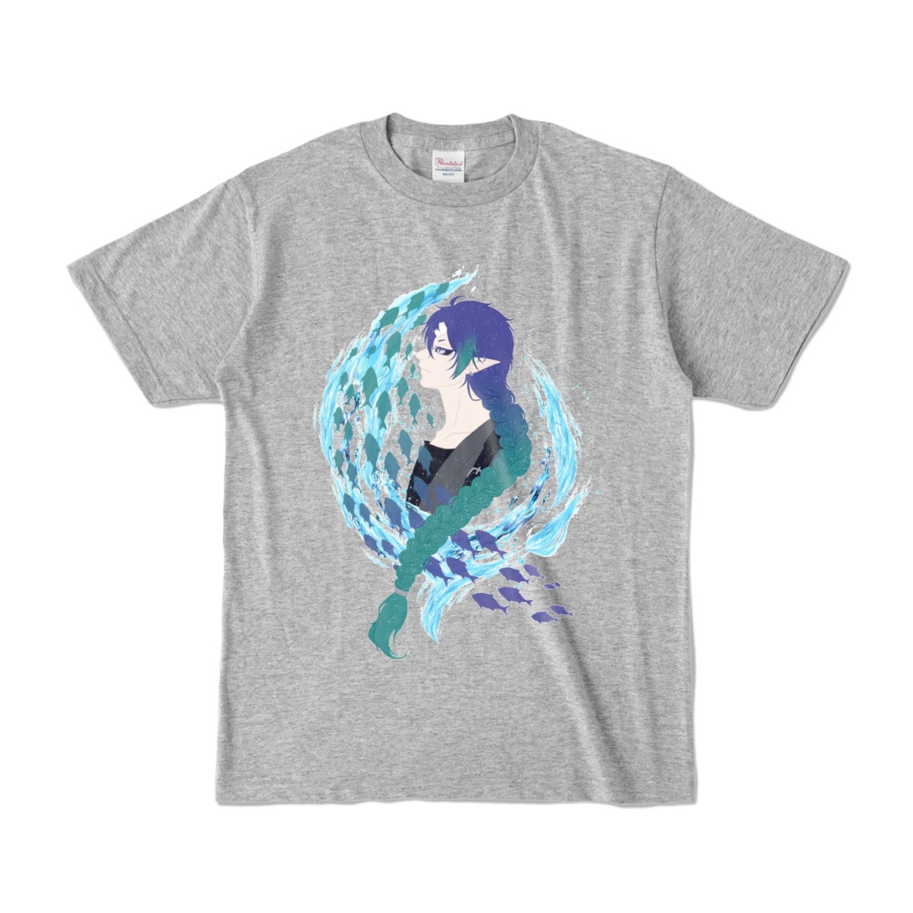 【常設】夜鳴鬼カゲリ オリジナルTシャツ 魚群 杢グレー