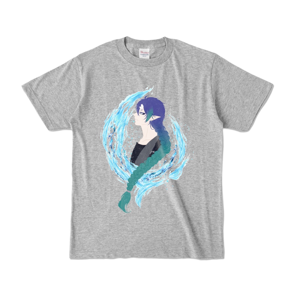 【常設】夜鳴鬼カゲリ オリジナルTシャツ 水流 杢グレー
