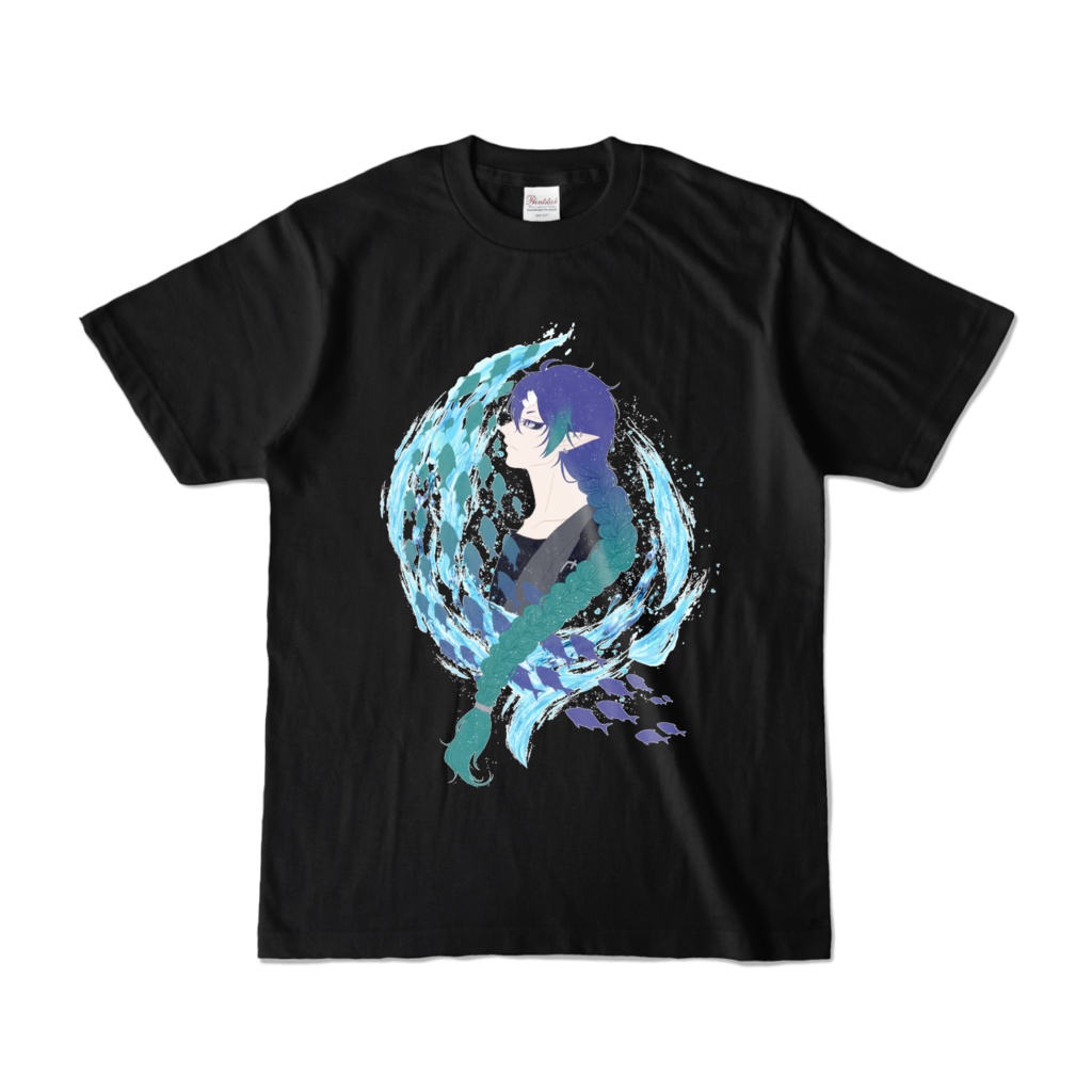 【常設】夜鳴鬼カゲリ オリジナルTシャツ 魚群 ブラック
