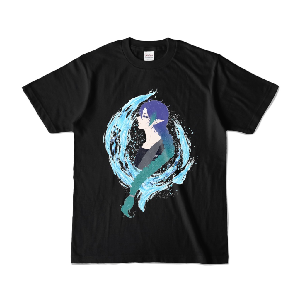 【常設】夜鳴鬼カゲリ オリジナルTシャツ 水流 ブラック