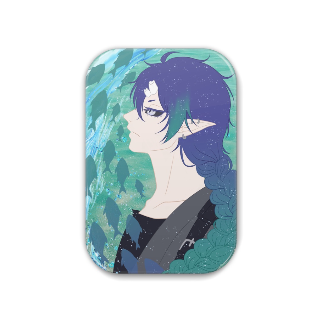 夜鳴鬼カゲリ 角丸缶バッジ 魚群