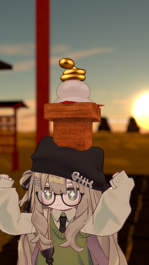 【VRC想定】乙巳鏡餅 (ピアスプレハブ付き)