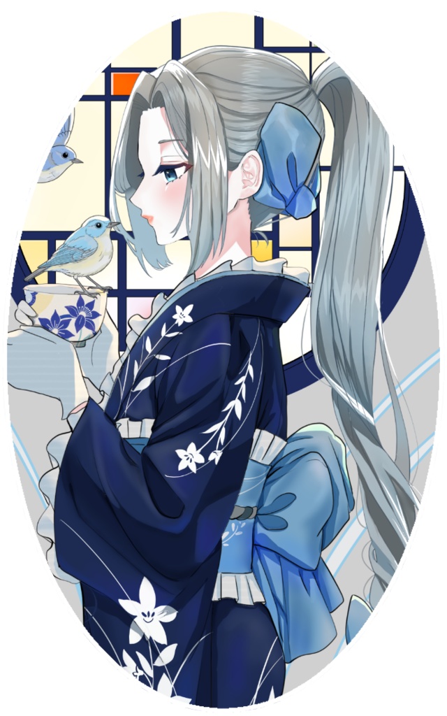 着物女子5　ステッカー