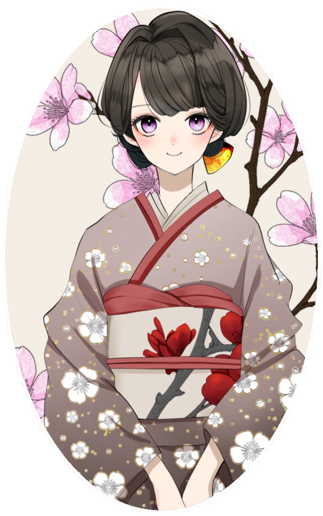 着物女子7　ステッカー