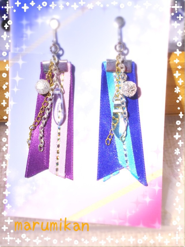 ユーリ!!!on iceイメージピアス◾️リボンタイプ◾️離れずにそばにいて・イヤリング変更可