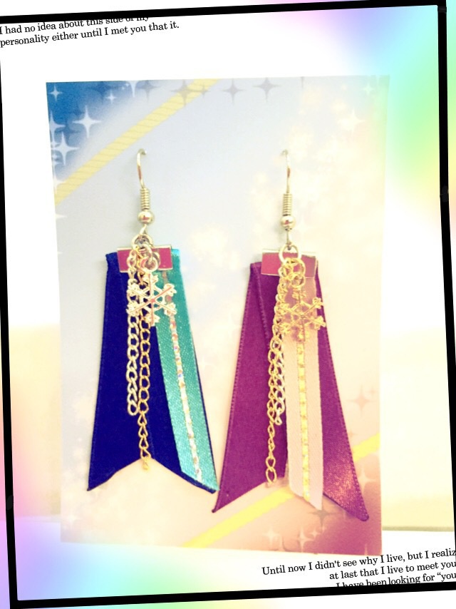 ユーリ!!!on iceイメージピアス◾️リボンタイプ◾️離れずにそばにいて・イヤリング変更可