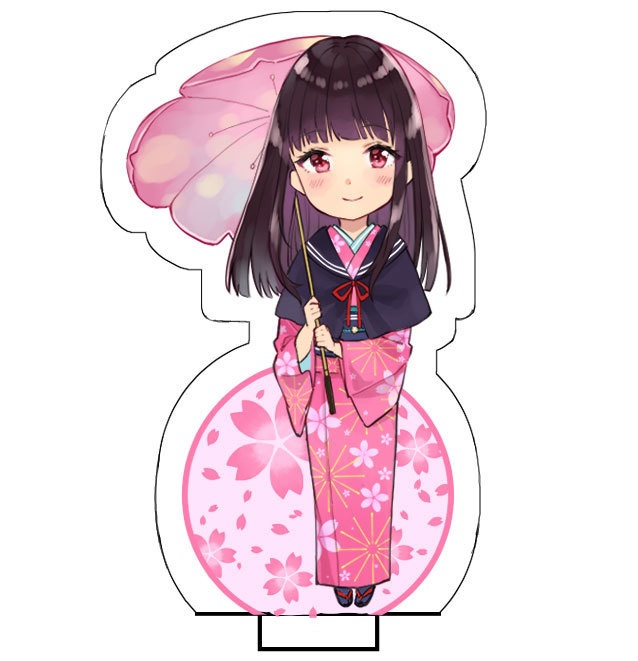 キモノ少女アクリルスタンド 桜とセーラー羽織コーデ Teapot Booth