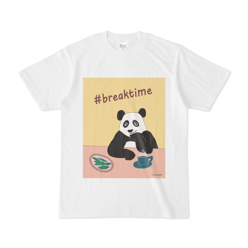 Tシャツ白　パンダ　＃breaktime