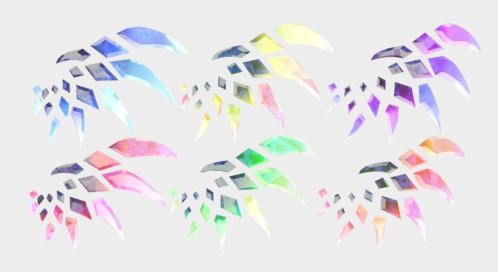 VRC想定 宝石の翼ver1.2(テクスチャ21枚)(掴むことは出来ませんが、触ると揺れます。)