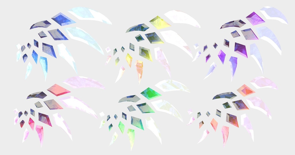 VRC想定 宝石の翼ver1.2(テクスチャ21枚)(掴むことは出来ませんが、触ると揺れます。)