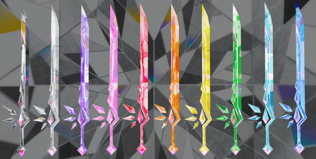 VRC想定 テクスチャ13枚 宝石の刀ver1.4.1